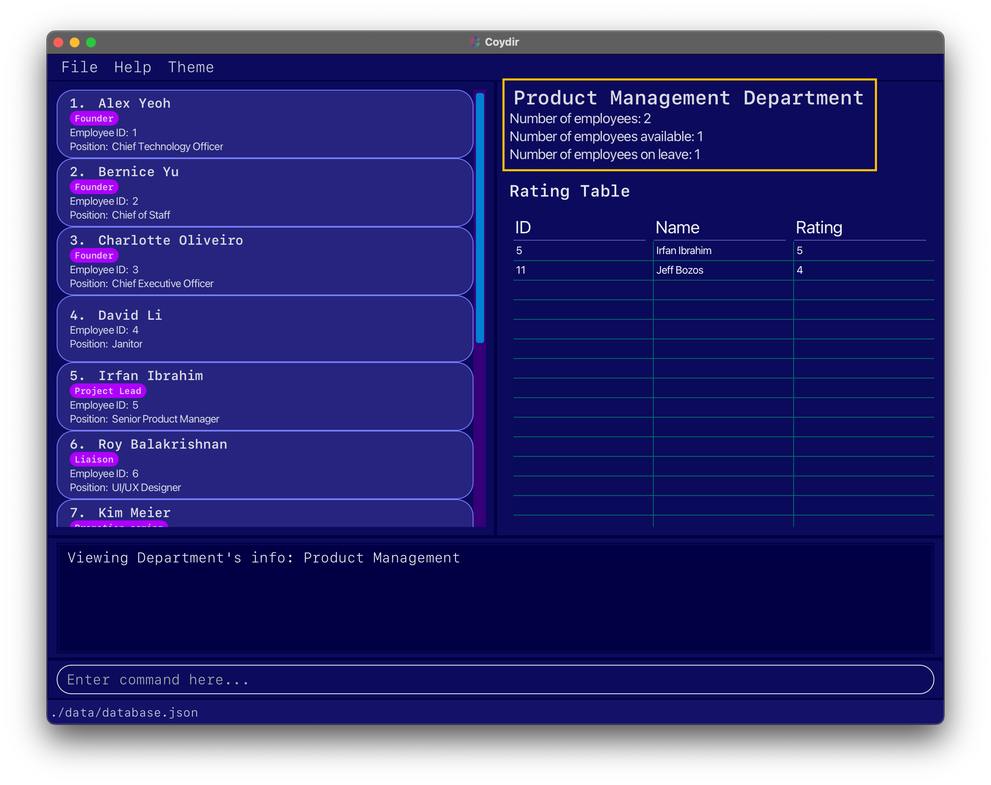 View employee leave - Example